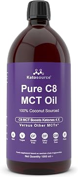 Ketosource Pure C8 MCT Oil 1000ml Ultra Purity 99%+ Ketone Boost