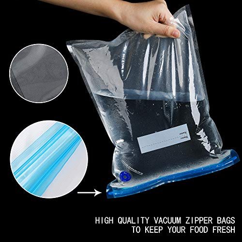 20 Pieces 2 Size Vacuum Zipper Bags (Gallon & Quart), Vacuum Food