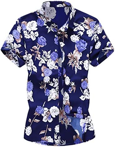 YKARITIANNA Summer New Men Casual Summer Printed Button Short Sleeve Hawaiian T-Shirt Top Blouse
