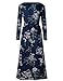 ZESICA Women's Floral Print Long Sleeve Pockets Empire Waist Pleated Long Maxi Dress