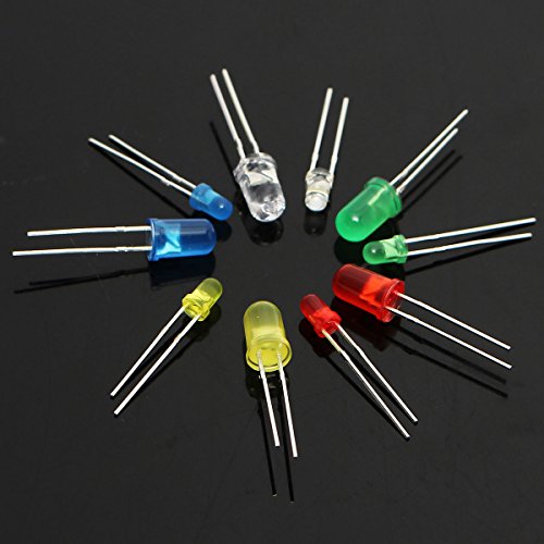Light Emitting Diodes, Elfeland 375pcs 3mm 5mm 2Pin LED Lamp Assorted Diffused LED Kit White Yellow Red Blue Green for Arduino & DIY - Thumbnail 2