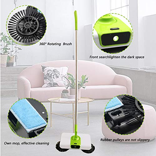 EZ SPARES Quiet Floor&Carpet Sweeper,Dry&Wet with Mops, Non Electric Multi-Surface Cleaner,Strong Cleaning Power,Great for House,Office,Kitchen