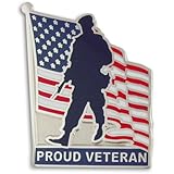 PinMart Proud Veteran American Flag Military Patriotic Enamel Lapel Pin