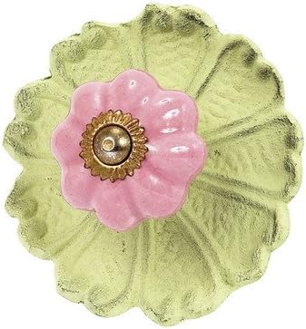 Jubilee Collection 173023 Pink Posey on Green Ceramic Knob
