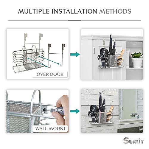 image for Sunlit 3 in 1 Wall Mount/Countertop/Over Cabinet Door Metal Wire Hair 