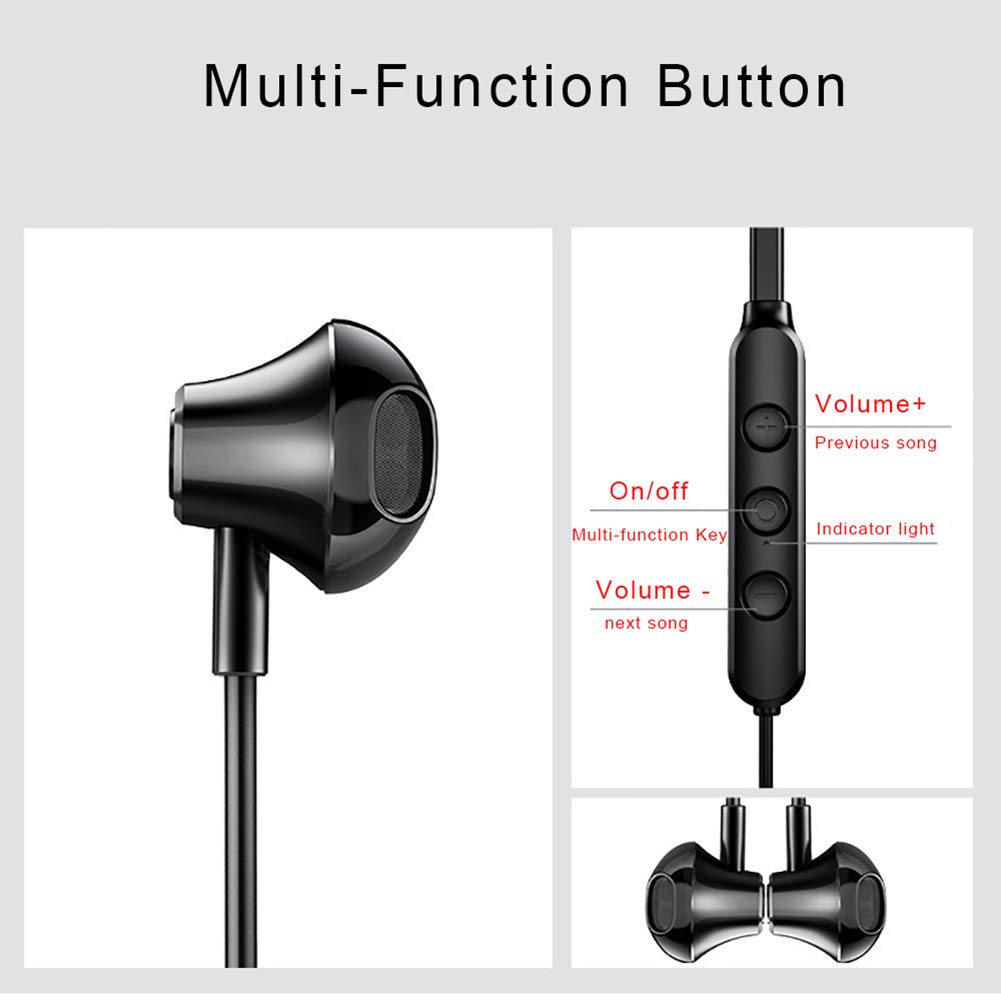 BT3130 Bluetooth 4.1 Headset Wireless Earphone with Microphone Volume Adjustable for iPhone Xiaomi Android iOS Device Call/Music (Black)
