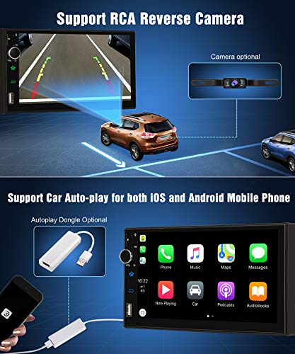 PUMPKIN Android 8.0 Car Stereo Double Din GPS Radio with 4GB RAM, WiFi, Support Fastboot, Backup Camera, Android Auto, 128GB USB SD, AUX, 7 inch Touchscreen - Thumbnail 5