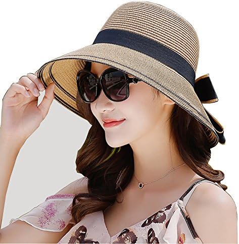 Kekolin Womens Straw Hat Floppy Foldable Roll up Beach Cap Sun Hat