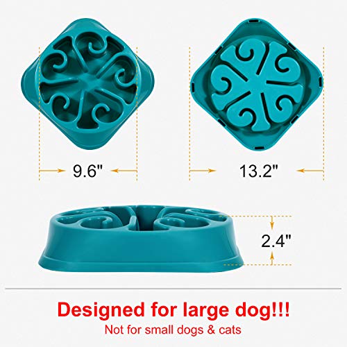 KASBAH Slow Feeder Dog Bowl for Large Dogs, Anti-Gulping Dog Food Bowls Non-Toxic Eco Friendly Maze Dog Bowl for Big Dogs, Blue