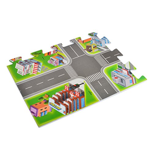 Kids Race Track Rugs Fcoson Carpet Play Mat Town Road Rug with Cars and Toys for Toddlers Boys Girls - Thumbnail 6