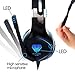 Fenvella Gaming Headset With Mic For PC/PS4/Xbox One Controller/Nintendo Switch 3.5mm Wired Stereo Noise Isolating Over Ear Headphones With LED Light Volume Control For Ipad/Laptop/Mobile Devices Bluethumb 3