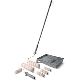 ROLLINGDOG Paint Roller Kit with Extension Pole | 9 Inch Paint Roller with Tray, 4Inch Mini Rollers,Stainless Steel Extension Pole (3ft)