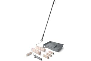 ROLLINGDOG Paint Roller Kit - 9Inch Paint Roller with Tray, 4Inch Mini Rollers,Stainless Steel Extension Pole (3ft)
