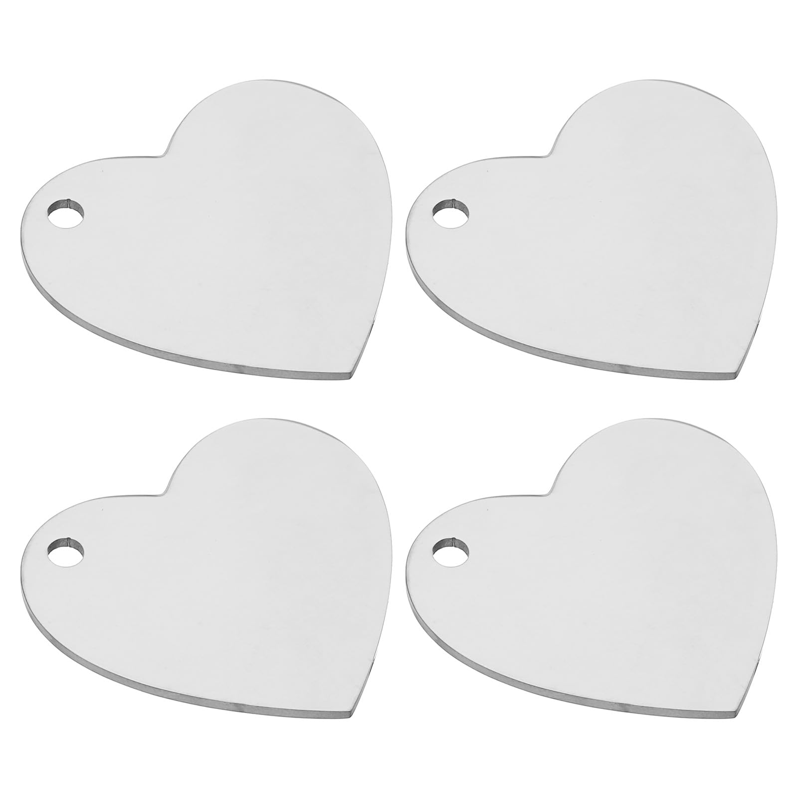 PATIKIL 4pcs Heart Charm, 35mm Heart Pendant Metal Stamping Blanks Tags 304 Stainless Steel Blank Stamping Tags Pendant for Laser Engraving, Silver Tone