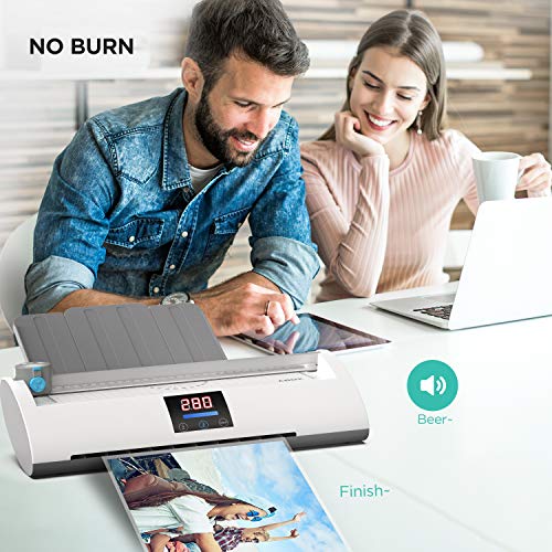 ABOX Laminator Machine, Professional Thermal A4 Laminator Pixseal Ⅱ with Feeding Tray, Trimmer, Corner Rounder, 20 Laminating Pouches, White - Thumbnail 5