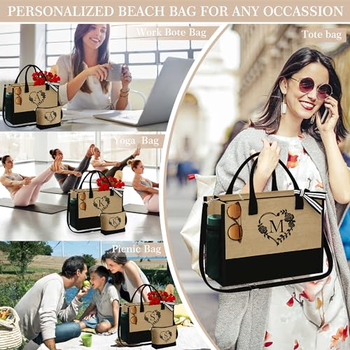 YOOLIFE CHRISTMAS GIFTS FOR MOM GRANDMA – PERSONALIZED BIRTHDAY GIFT FOR MOM GRANDMA, MOM GIFTS FROM DAUGHTER, MOTHER IN LAW GIFTS, MAMA GIFT IDEA, INITIAL TOTE BAG H
