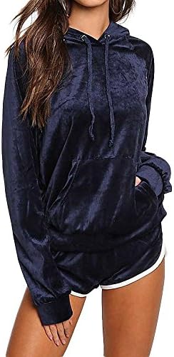 Toimoth Women Casual 2 Pieces Velvet Fleeced Hoodies Sweatshirt Shorts Sport Tracksuits Sets