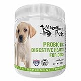 Dog Probiotic Powder by Magnificent Pets - Acidophilus Pet Health Supplement - Against Diarrhea Constipation Itching Gas Bloating Skin Allergies Shedding & Bad Breath - 5 Billion CFU - 180 Servings