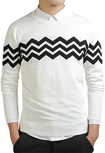 SherongNZHXGao Wave Shape Cashmere Sweaters Men Autumn New Mens Sweaters Striped Printed Wool Pullovers