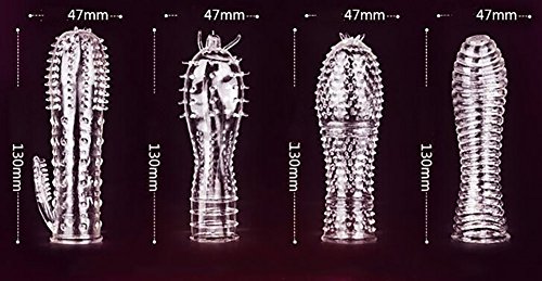 Mizz Zee Reusable Penis Sleeve Extender Clear Silicone Extension Sex Toy Cock Enlarger Condom Sheath Delay Ejaculation Toys for Men (4pcs)