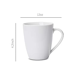 Amazon Basics Porcelain, 12 oz Coffee Mug Set, 12