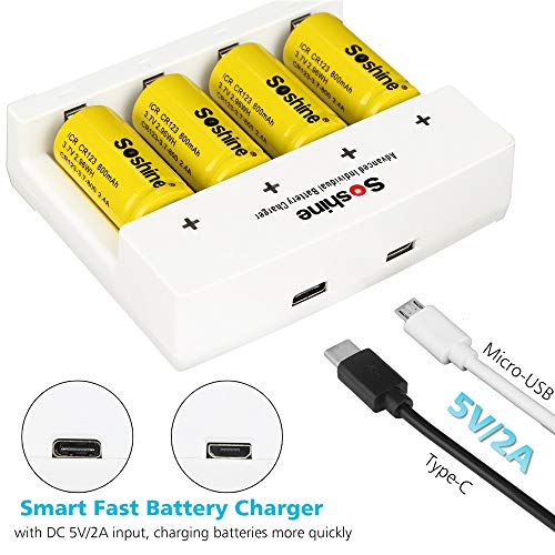 Soshine Rechargeable CR123A 3.7V Battery and Charger Battery Charger