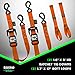 Rhino USA Ratchet Straps Heavy Duty Kit (2-Pack) - 1.6 Inch x 8 Feet (5,208lb Break Strength) - Ultimate Tie Down Straps with Safety S Hooks for Trucks, ATV, UTV, Motorcycle, Cargo & More - Orange