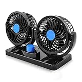 Electric Car Fan, Dual Head 2 Speed 12V Cooling Air Circulator - 360 Degree Rotatable Auto Fan for Sedan SUV RV Boat Auto Vehicles Golf Cart by Blu7ive