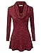 Doublju Marled Cowl Neck A-Line Tunic Sweater Dress Top for Women with Plus Size RED Medium