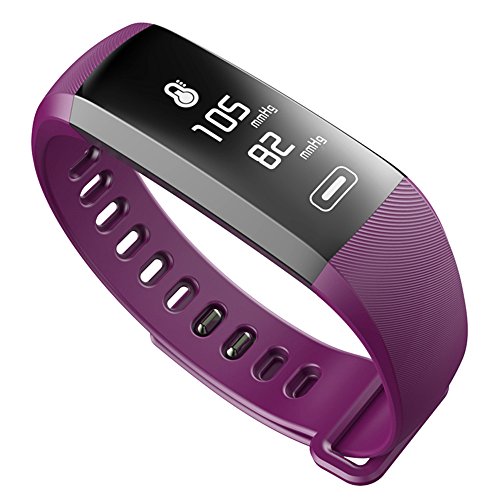 Smart Watch, Fitness Tracker, READ R5.MAX Heart Rate Monitor Blood Pressure Bracelet Pedometer Activity Tracker Sleep Monitoring Call SMS SNS Remind Watch for Android iOS (Purple)