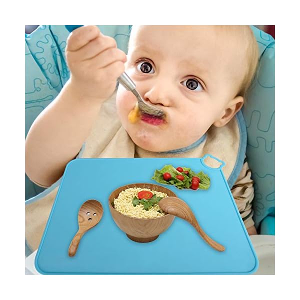 Silicone-Placemats-for-Kids-BabyDishwasher-Safe-Table-MatsToddlers-Portable-Food-Mat-Travel-Set-of-2-Gary-Blue Silicone Placemats for Kids Baby,Dishwasher Safe Table Mats,Toddlers Portable Food Mat Travel Set of 2 (Gary-Blue)