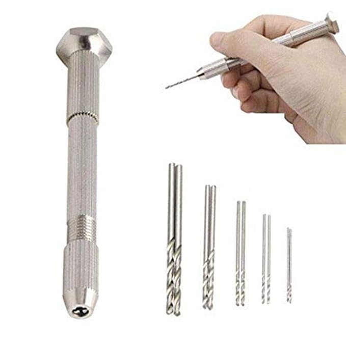 DIY Crafts Twist Drill Rotary Aluminum Hand Drill Keyless Chuck (Design No # 1, Pack of 21 Pcs)