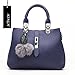 KINGH Women Handbag,Women Bag, Zip Closure Tote Vintage Shoulder Bag PU Leather 116 Deep Blue