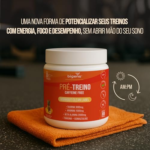 Pré Treino Bigens, Sem Cafeína, Adoçantes e Corantes Naturais, 300g (Unidade, Frutas Amarelas)
