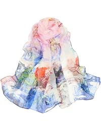 Scarfs for Women Lightweight Print Floral Pattern Scarf Shawl Fashion Scarves Sunscreen Shawls (oil painting&Pink)