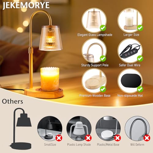 Candle Warmer Lamp with Timer - Electric Wax Melter Flameless Burner Heater | Adjustable Height and Brightness Jar Candles Lamps Suitable Various Holiday Warming Gifts with Gifts for Women with 2 Bulbs