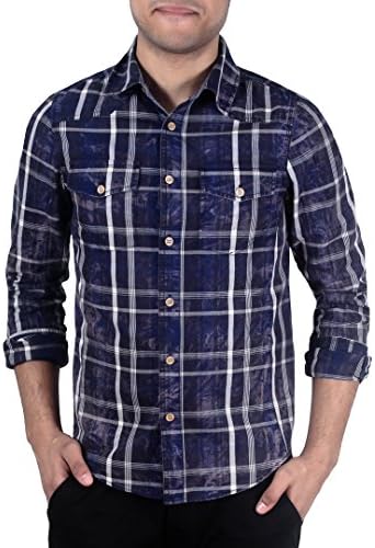 XRAY JEANS Slim Fit Acid Wash Plaid Shirt From X-Ray Jeans