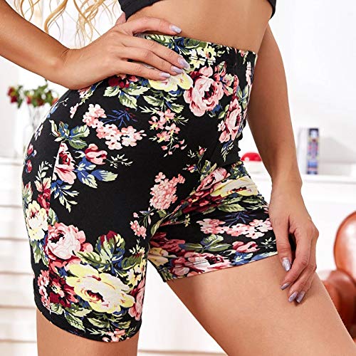 Gwewei4df Women Sunflower/Leopard/Dot Print High Waist Shorts