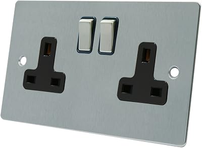 Alliance Electrical AET 13A 2-Gang Satin Chrome Plug Socket