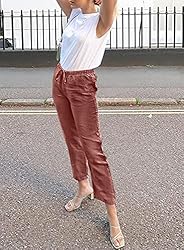 Acelitt Womens High Waisted Linen Pants Drawstring