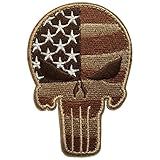 SpaceAuto 3D Embroidered Head Shape American Flag Skull Military Army Tactical Morale Badge Patch 2.56