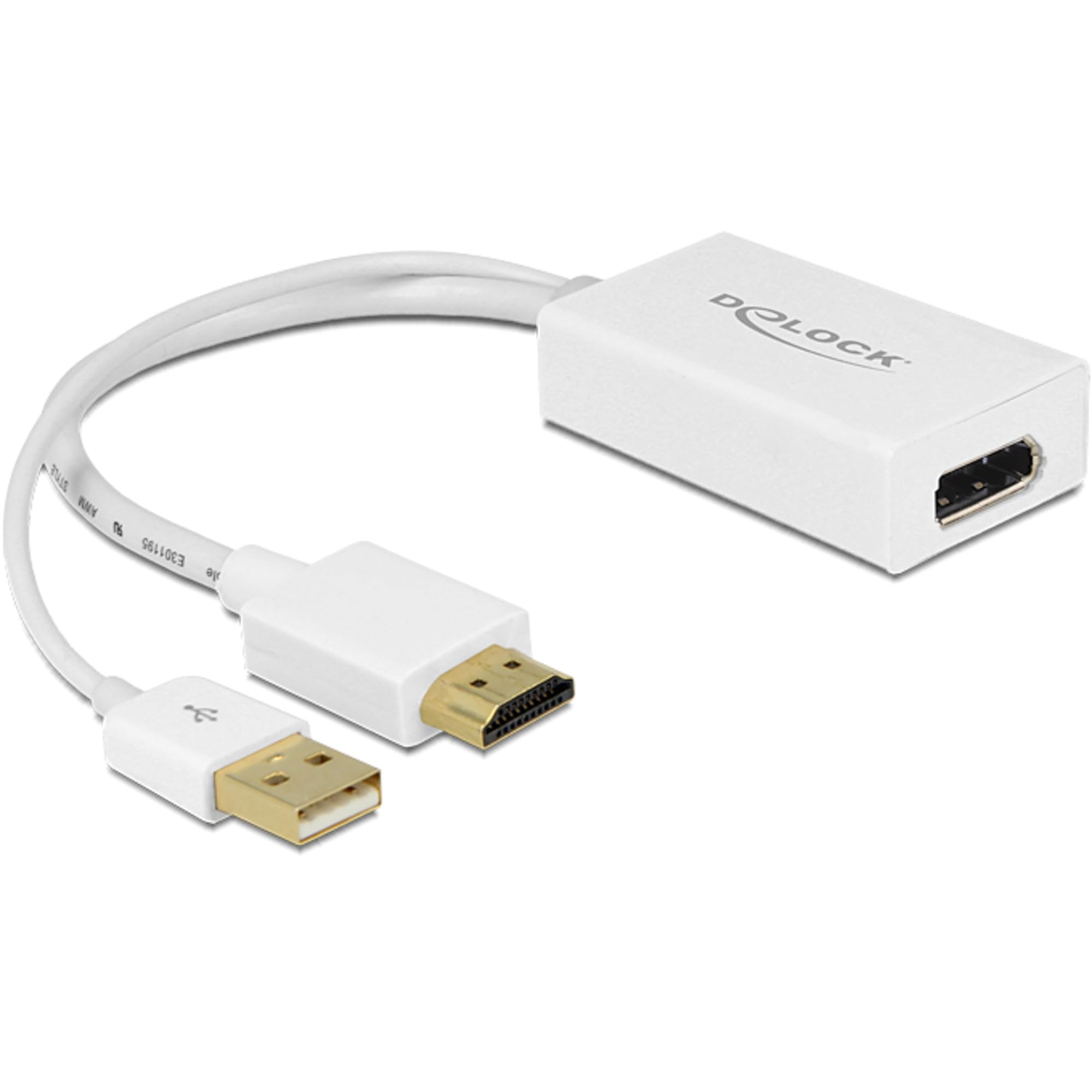 DeLOCK 62496 - cable interface/gender adapters (HDMI-A, USB-A, Displayport, Male/Female, White, Gold, 1920 x 1080 pixels)