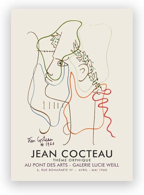 Amazon ジャンコクトーポスター抽象線壁アートパネルクラシック絵画インテリア有名写真ヴィンテージ展示会帆布版画リビングルーム部屋モダン装飾画30x40cmいいえフレーム ウォールステッカー オンライン通販