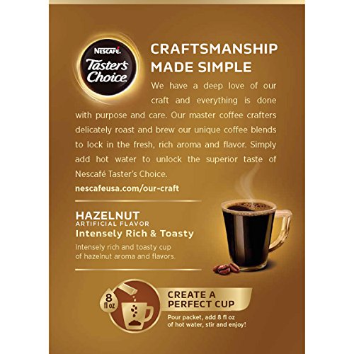 Nescafe Taster's Choice Instant Coffee Beverage, Hazelnut, 1.69 Ounce, Pack of 8
