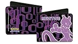 Pokemon Monsters - MEWTWO Poses w/ Rings Black/Purples - Bi-Fold Wallet