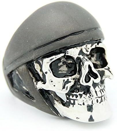 Motorcycle Biker Skull Ring, 18k Gold Plated Brass, Hand Painted Enamel, Fashion Jewelry