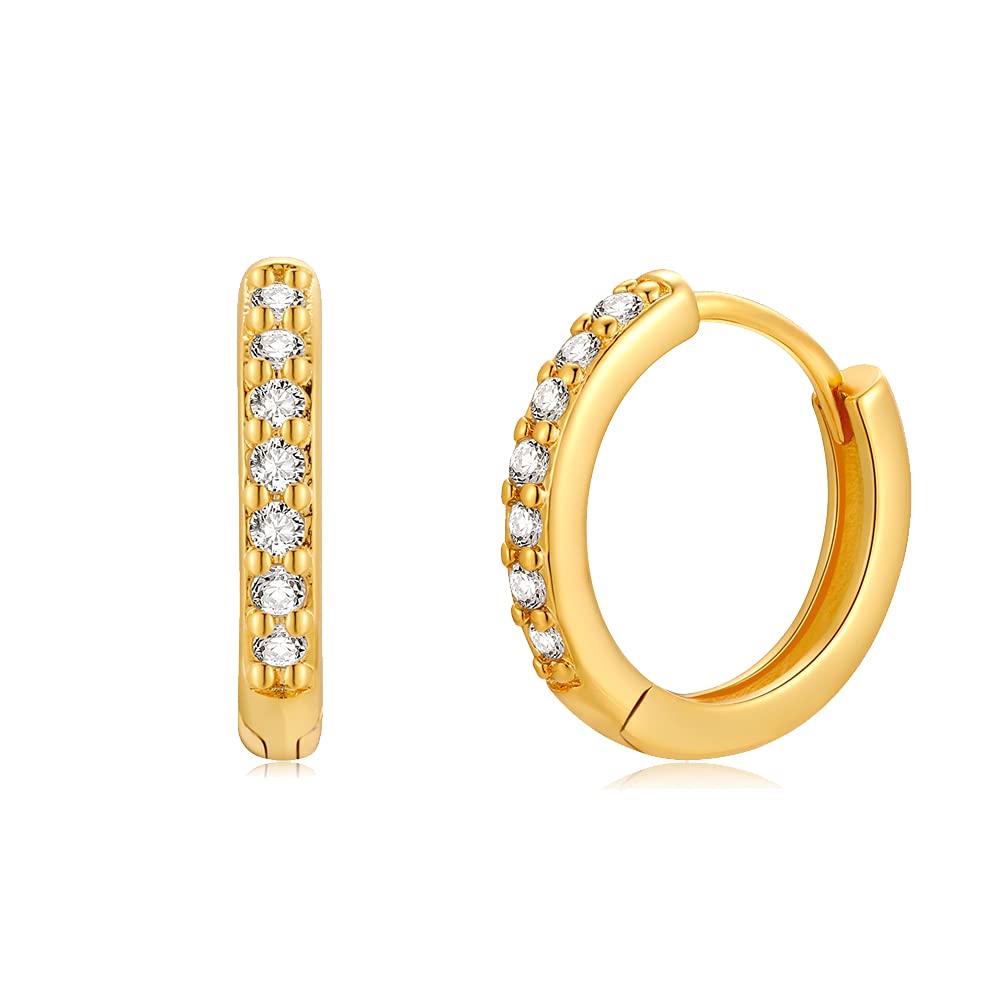 Sterling Silver Hoop Earrings for Women Hypoallergenic Huggie Earrings with AAA Cubic Zirconia Sleeper Earrings Cartilage Earrings Birthday Gifts