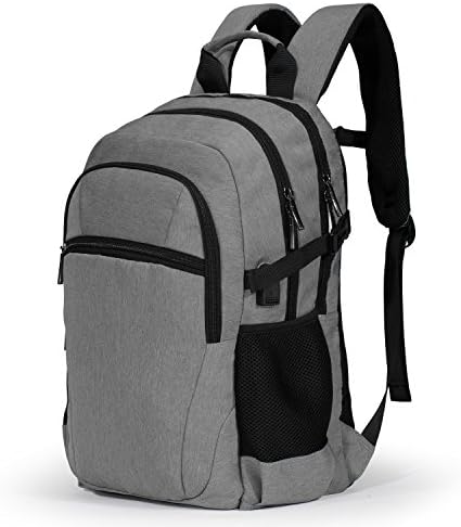 HEIRBLS Travel laptop backpack, Business Slim Durable Computer Bag with USB charging Port, Anti Theft Water Resistant College School Bookbag for Women &amp; Men Fits 15.6 Inch Laptop - Grey