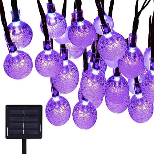 KINGCOO Outdoor Solar String Lights, Waterproof 20ft 30 LED Crystal Ball Solar Powered Globe Fairy String Light for Outdoor Garden Yard House Holiday Party Decoration - Christmas (Purple)