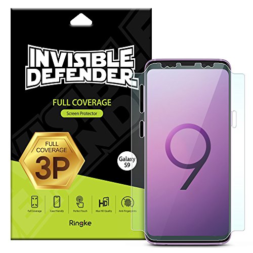 Galaxy S9 Phone Screen Protector Ringke Invisible Defender [Full Coverage][3-Pack] Edge to Edge Side Coverage [Case Compatible] Scratch Resistant Thin HD Clearness Film for Samsung Galaxy S9